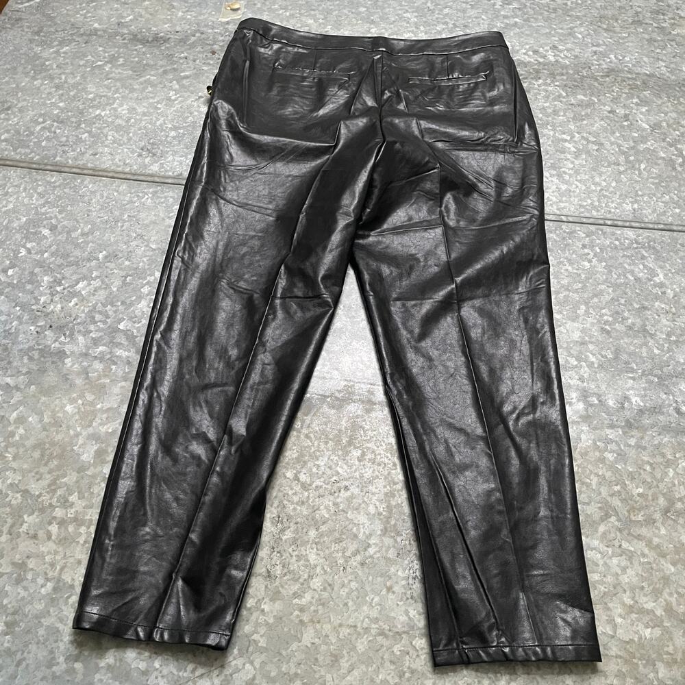NWOT Michael Kors Faux Leather Pants Womens 12 Black Gold Buttons - Picture 7 of 12